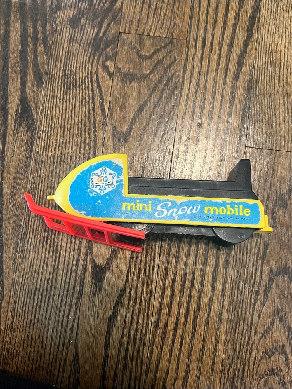 Fisher-Price vintage Mini Snow Mobile Toy - Yellow/Blue/Red